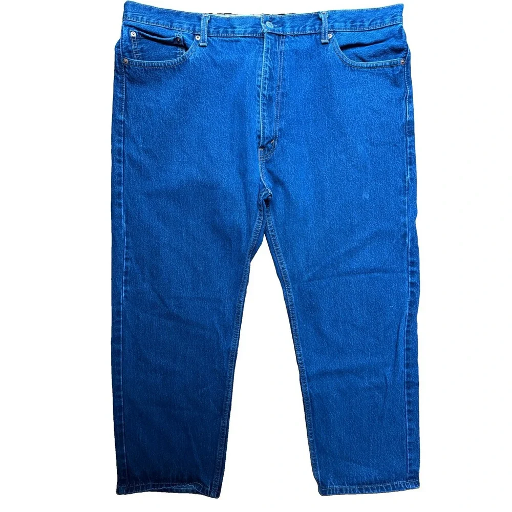 Levi's 505 Jeans Mens 44x30 Relaxed Fit Wide Leg Blue Medium/Dark Wash Levis EUC